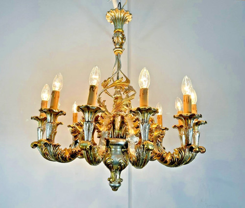 Lampadario grande legno 12 - legno,